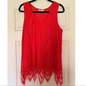 Red lace tank